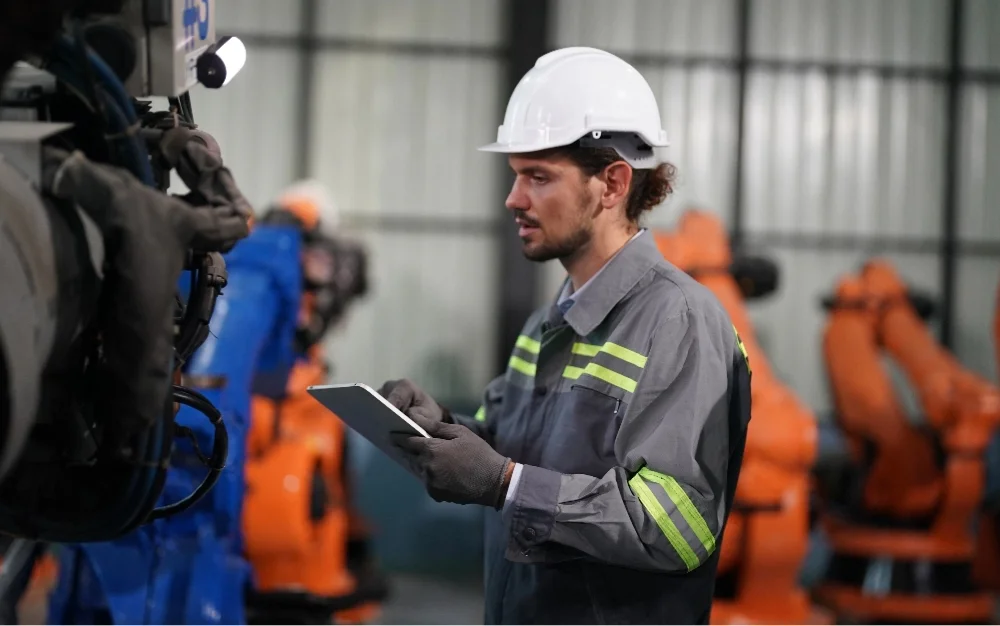 Technician watching an instructional maintenance video on VSight VideoFlow