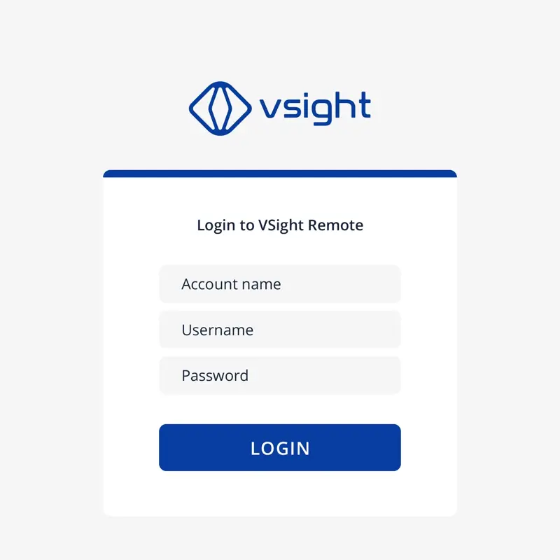 White label VSight login screen with custom branding