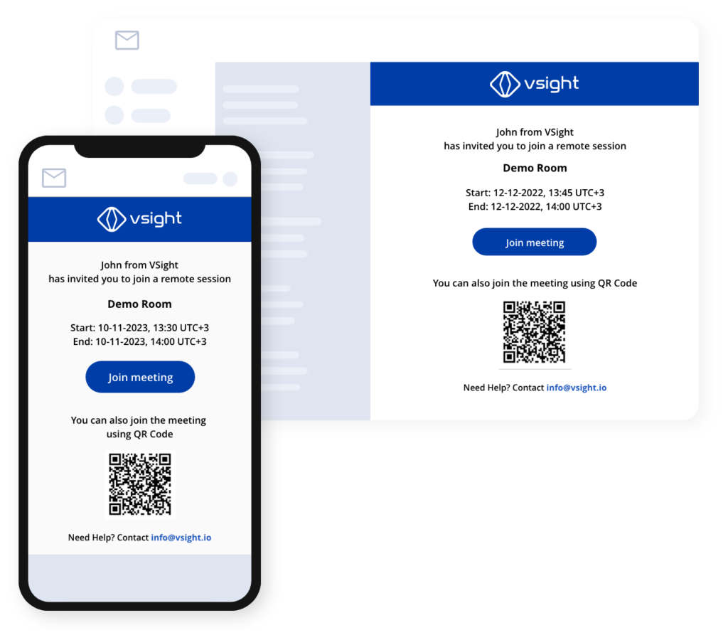 VSight Remote WebRTC live video support running in a web browser on multiple devices